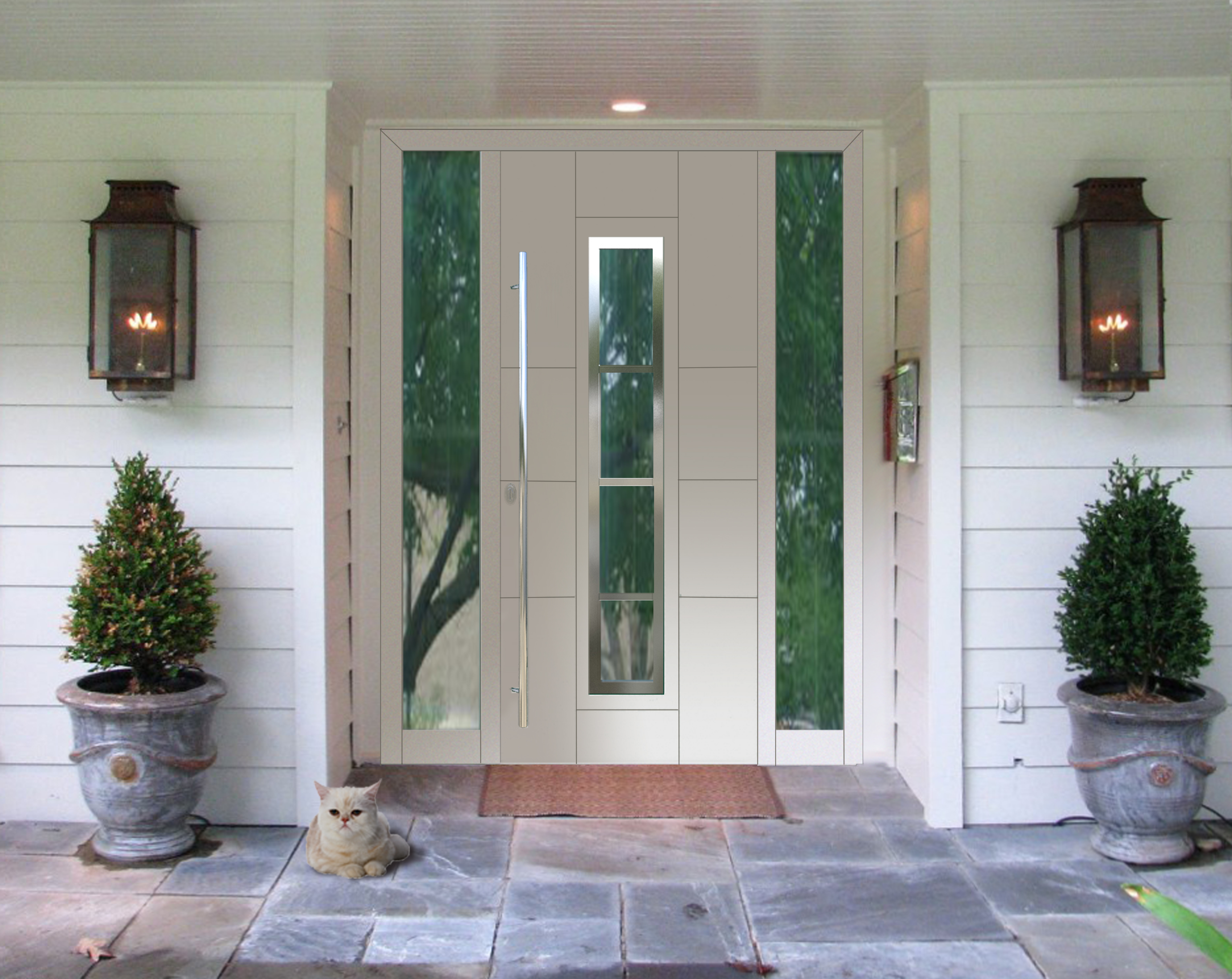 Входные двери с стеклом для загородного дома